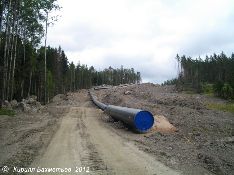 Просека строящегося газопровода у пересечения с рекой Малиновкой